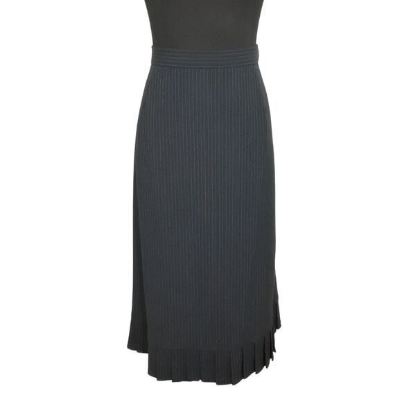 DonCaster Virgin Wool Suit Set Blue Pinstripe Blazer Straight Skirt Womens 12 - Picture 6 of 14